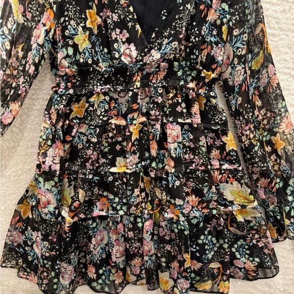 FREE PEOPLE Closer To The Heart Mini Black Floral Boho Dress black-medium - Picture 7 of 10